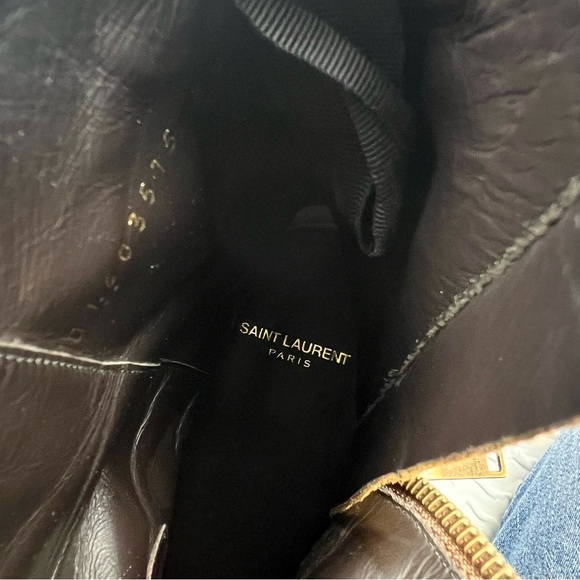 Saint Laurent Men's Wyatt Croc Embossed Harness Boots - Picture 9 of 13